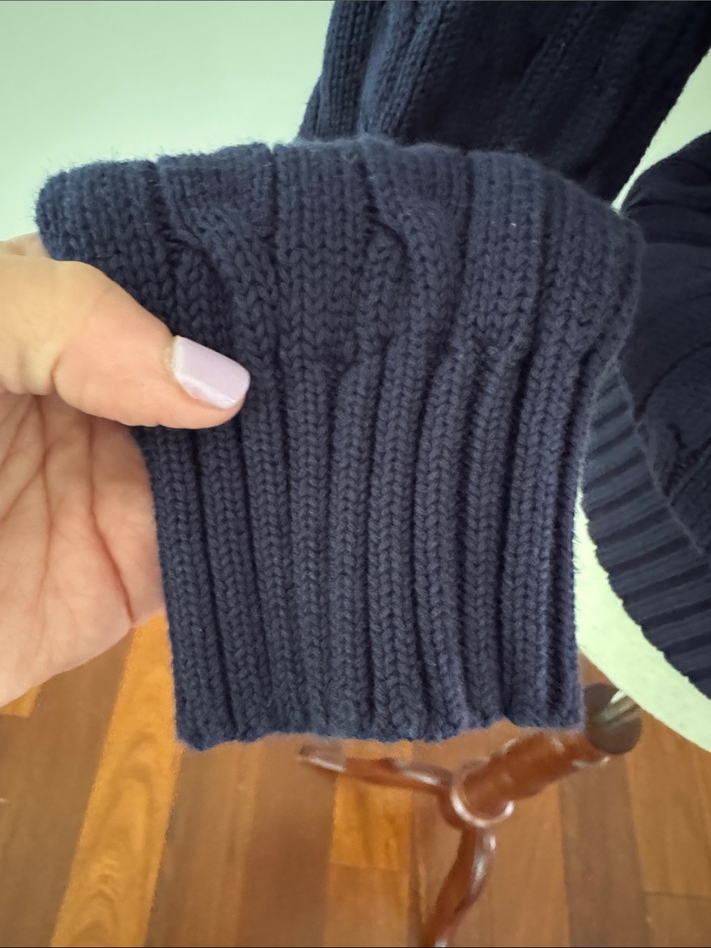 Ralph Lauren Navy Cable-Knit V-Neck Sweater - Picture 5 of 6